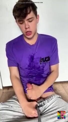 Twink pisses, wanks and cums hard