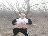 Outdoor twink drops a load of dick juice