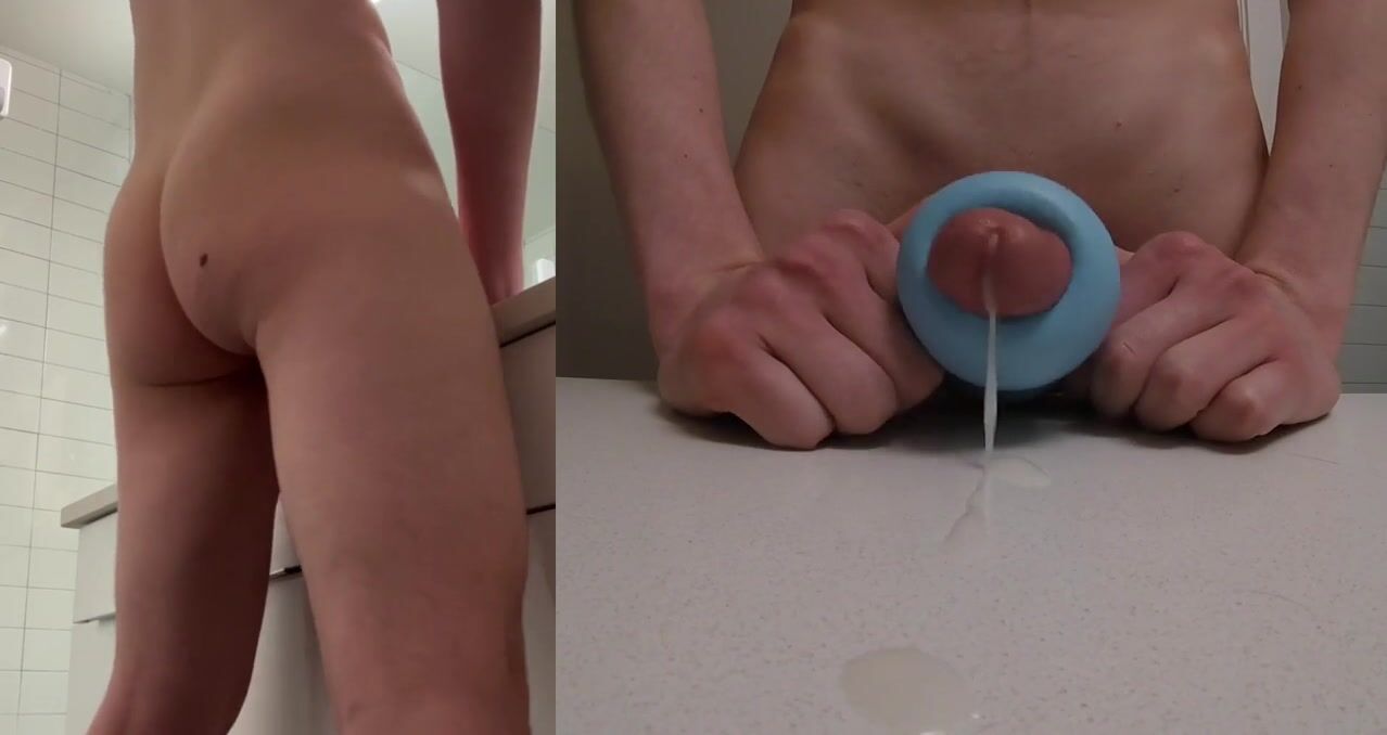 Twink shares two views while fucking sex toy
