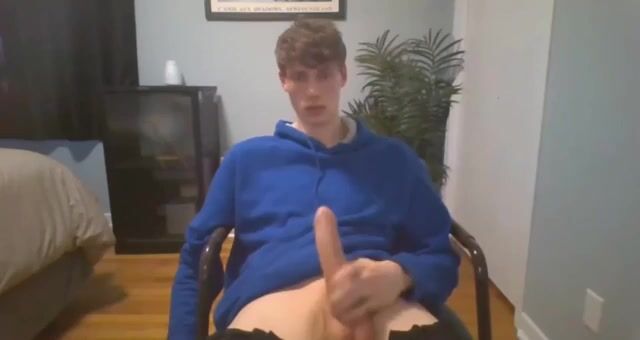 Twink wanks his long 10 inch cock