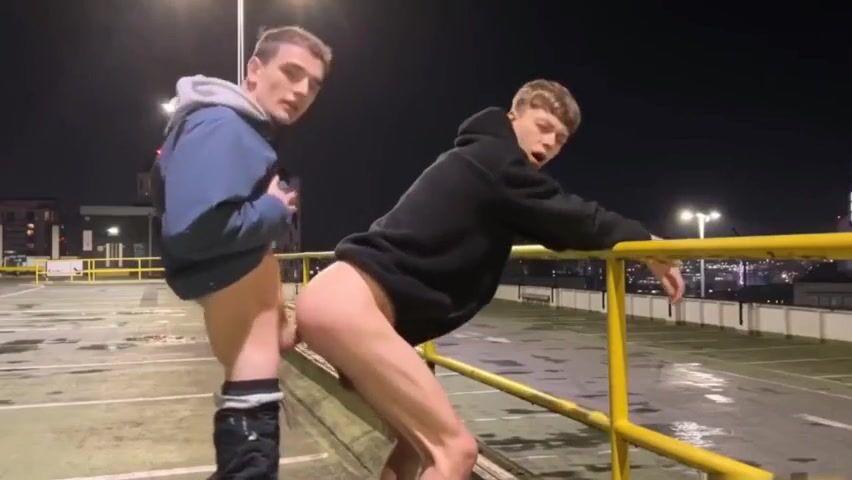 Hot twinks boyfriends fuck raw outside on cam
