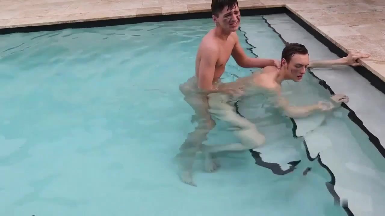 Twinks engage in raw pool fuck with massive cum breeding