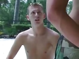 Two boys fuck in swimming pool