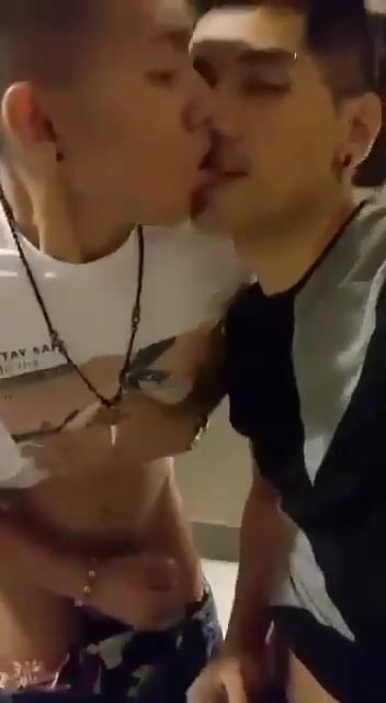 Latino twinks public restroom handjob cum