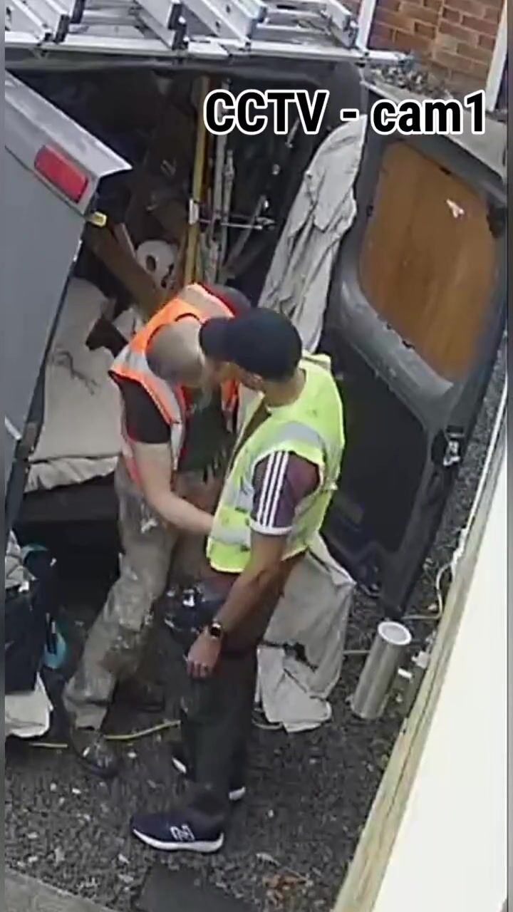 Two tradies caught on cctv while having fun