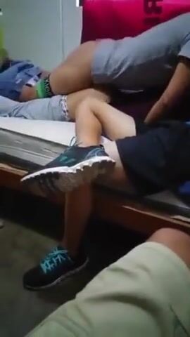 Two gay boys waiting for their turn to fuck