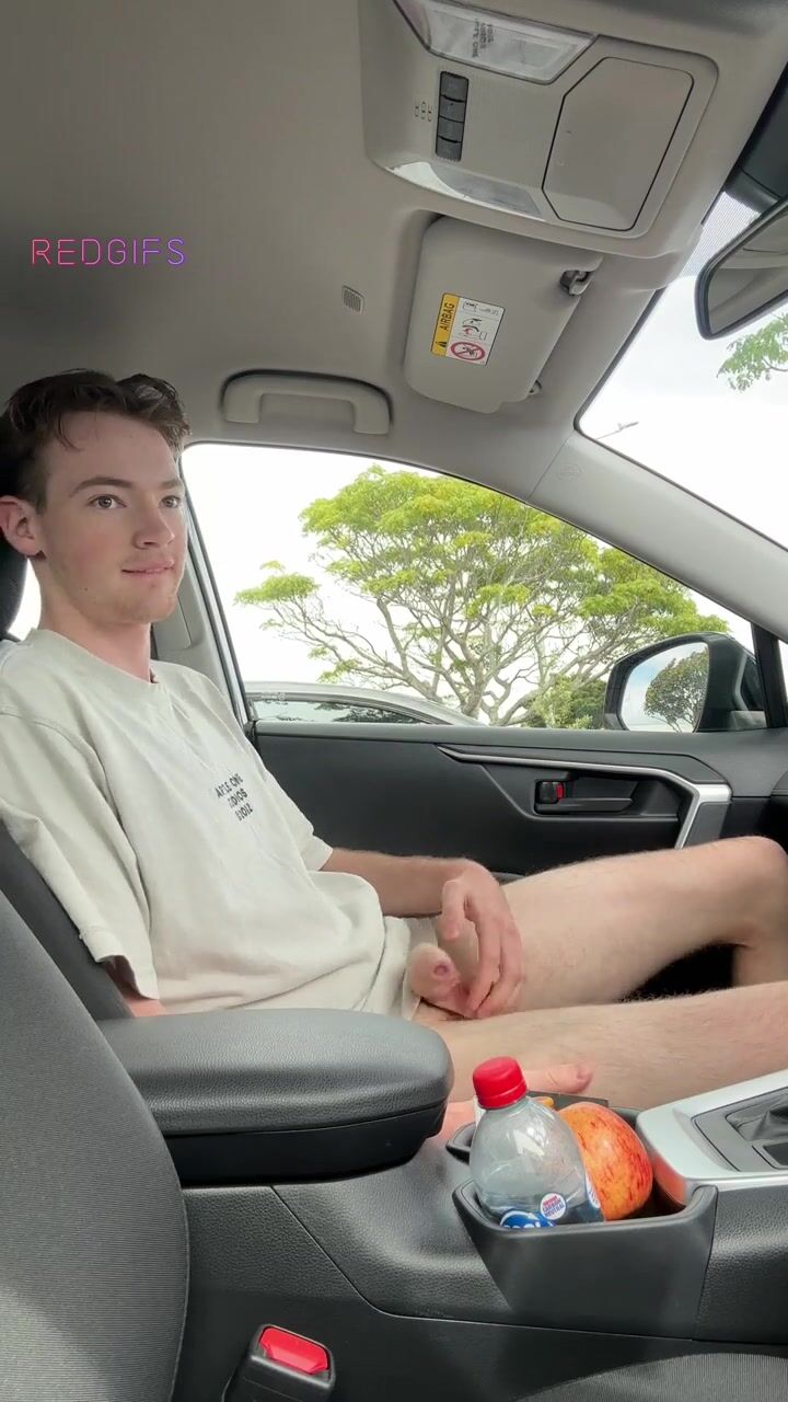 British twink alex gets bored and plays in the car - uncut boys porn