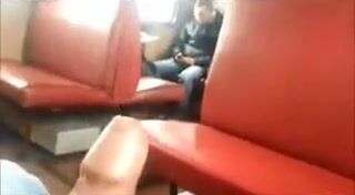 Uncut cock explodes on public transport while passengers watch