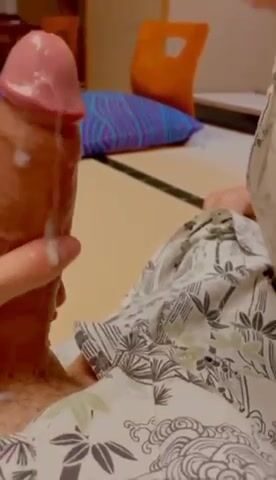 Gay oral sex with uncut cock and cum