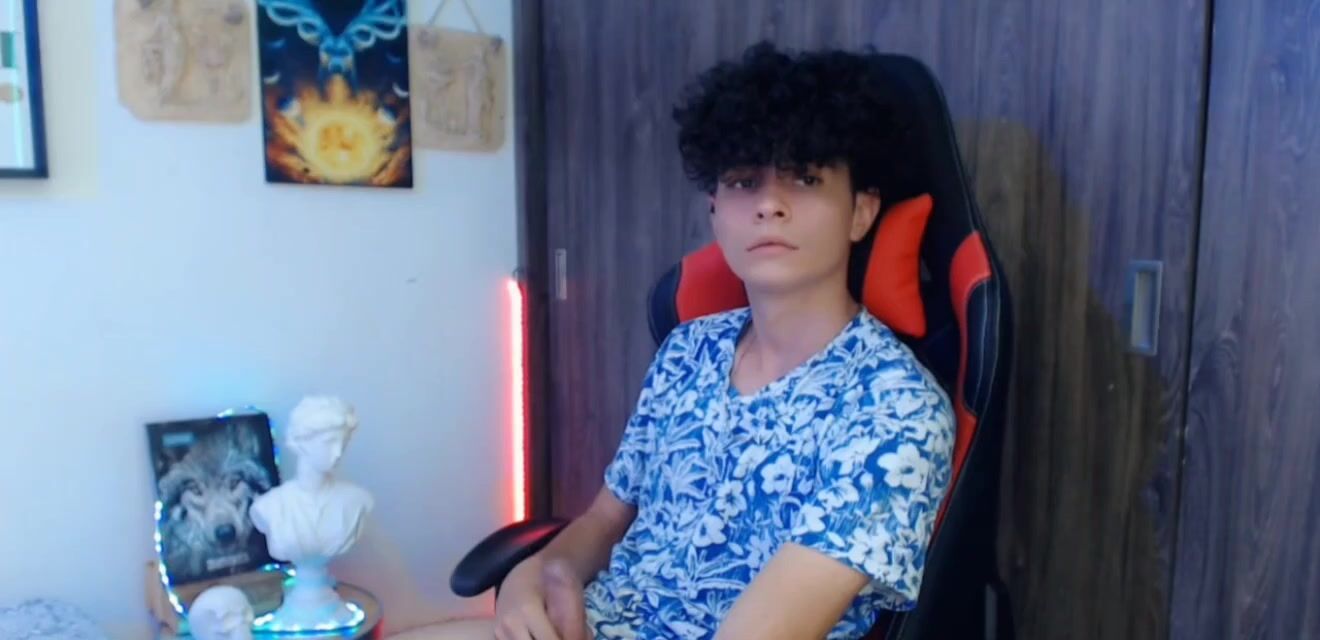 Uncut latino twink with big hair cums on webcam porn