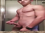 Uncut twink jerks in bathroom