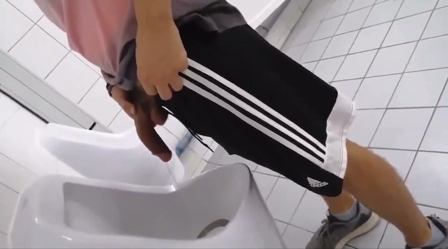 Spy urinal uncut cock piss