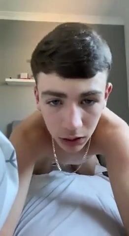 Verbal fit and cute british lad wanks and shoots his load in bed