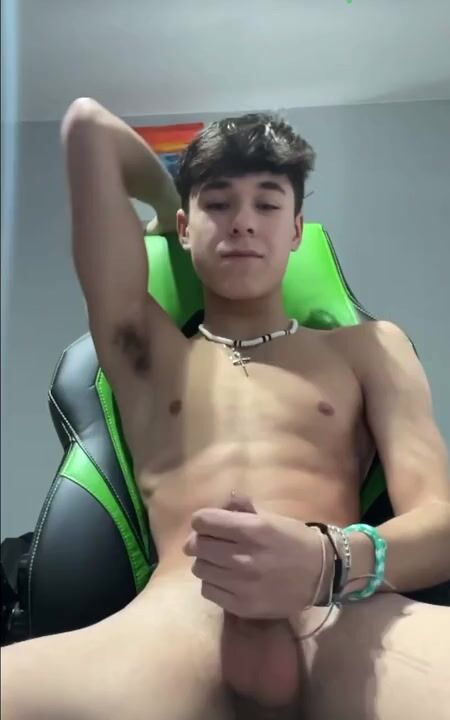 Cute twink jerks off and cums 2