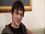 Handsome boy strips and cums in porn show