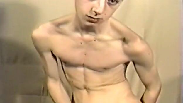 Vintage twink bareback facial and solo dildo play