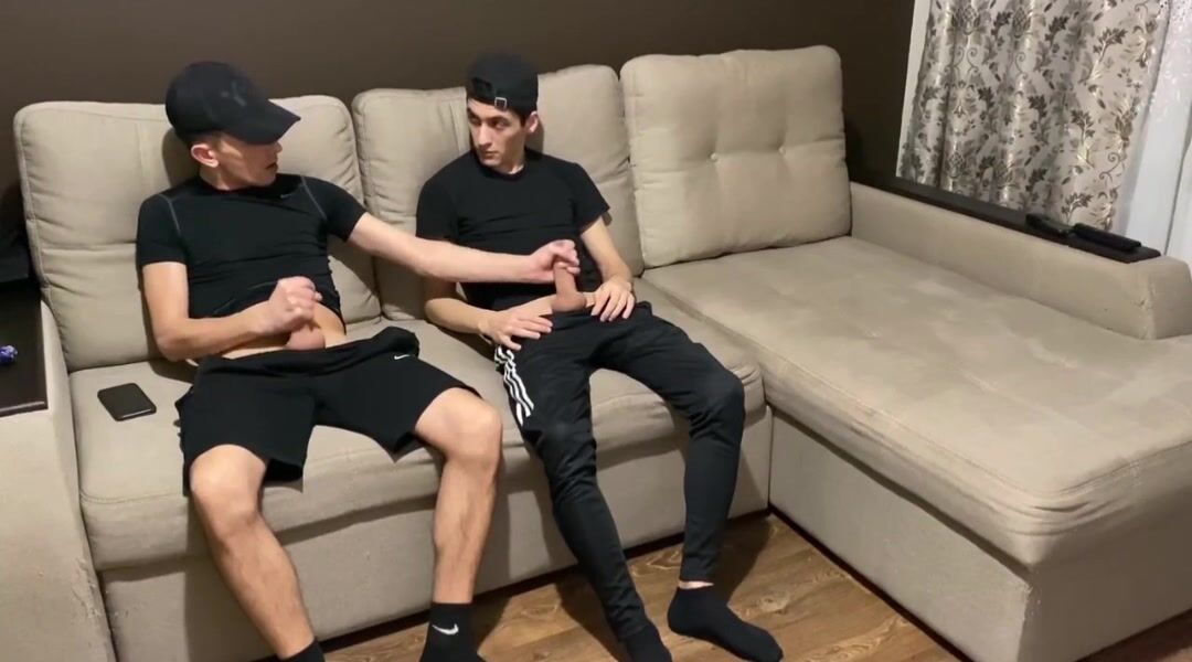 Tracksuit wank buddies cum hard