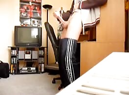Wanking hard cock