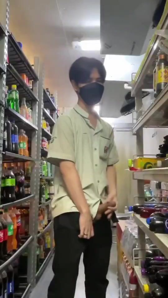 Public boys wank in the shop