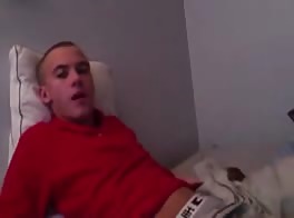 Bedroom wanker boy strokes hard