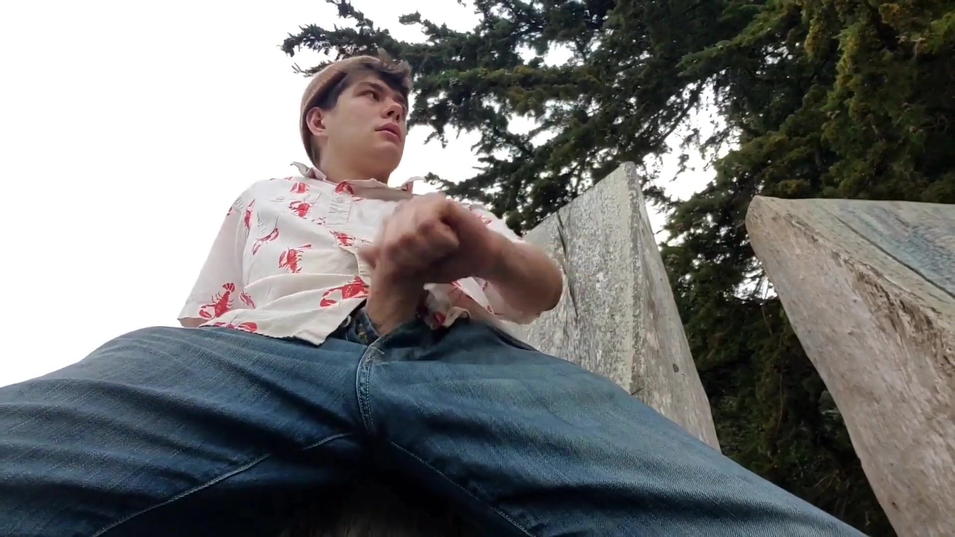 Wanking and pissing outside
