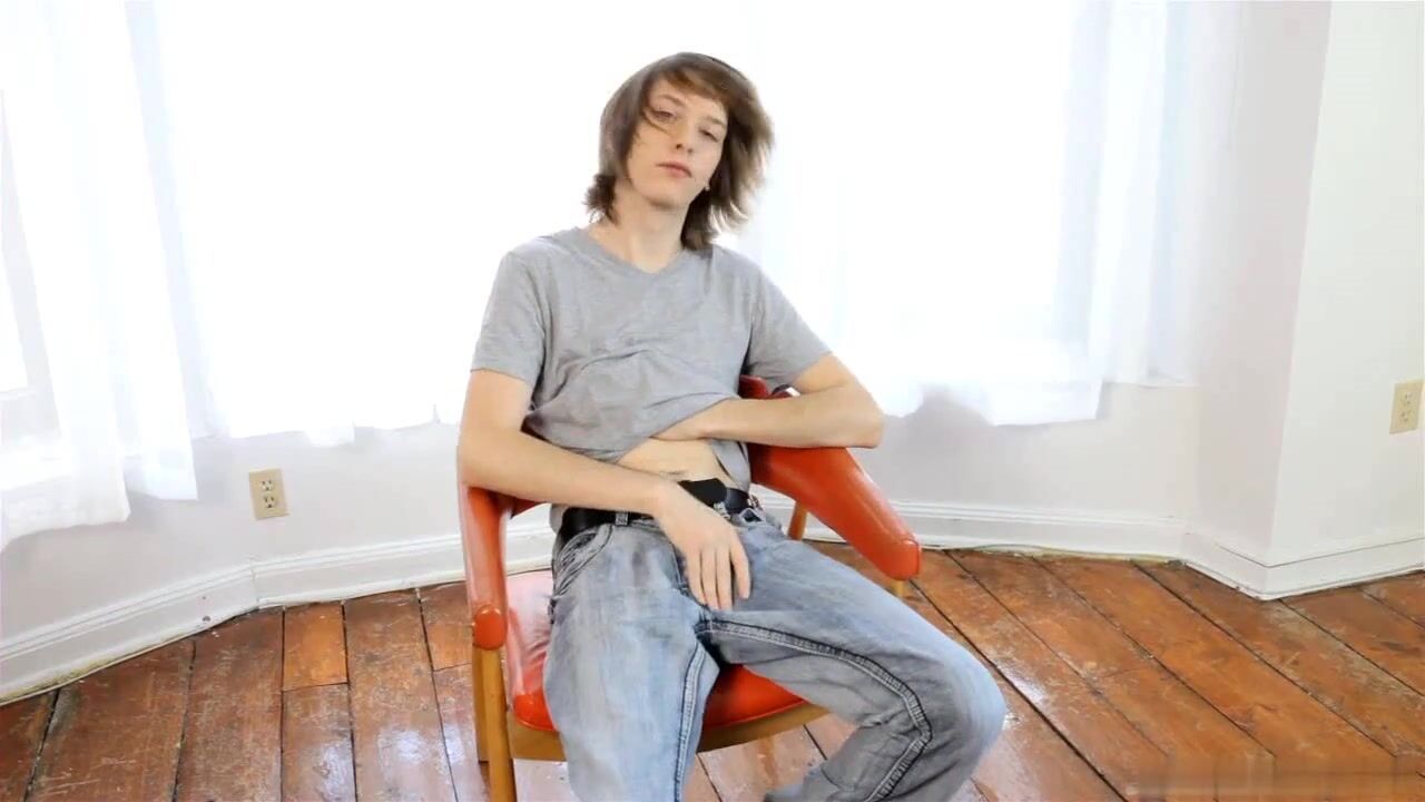 Alone twink boy loves masturbating at home