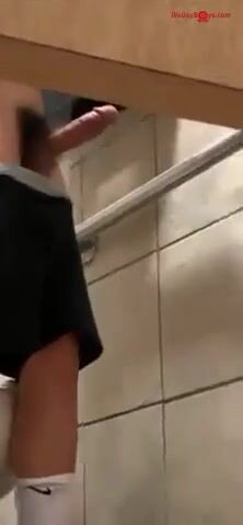 While he was masturbating in the gym bathroom