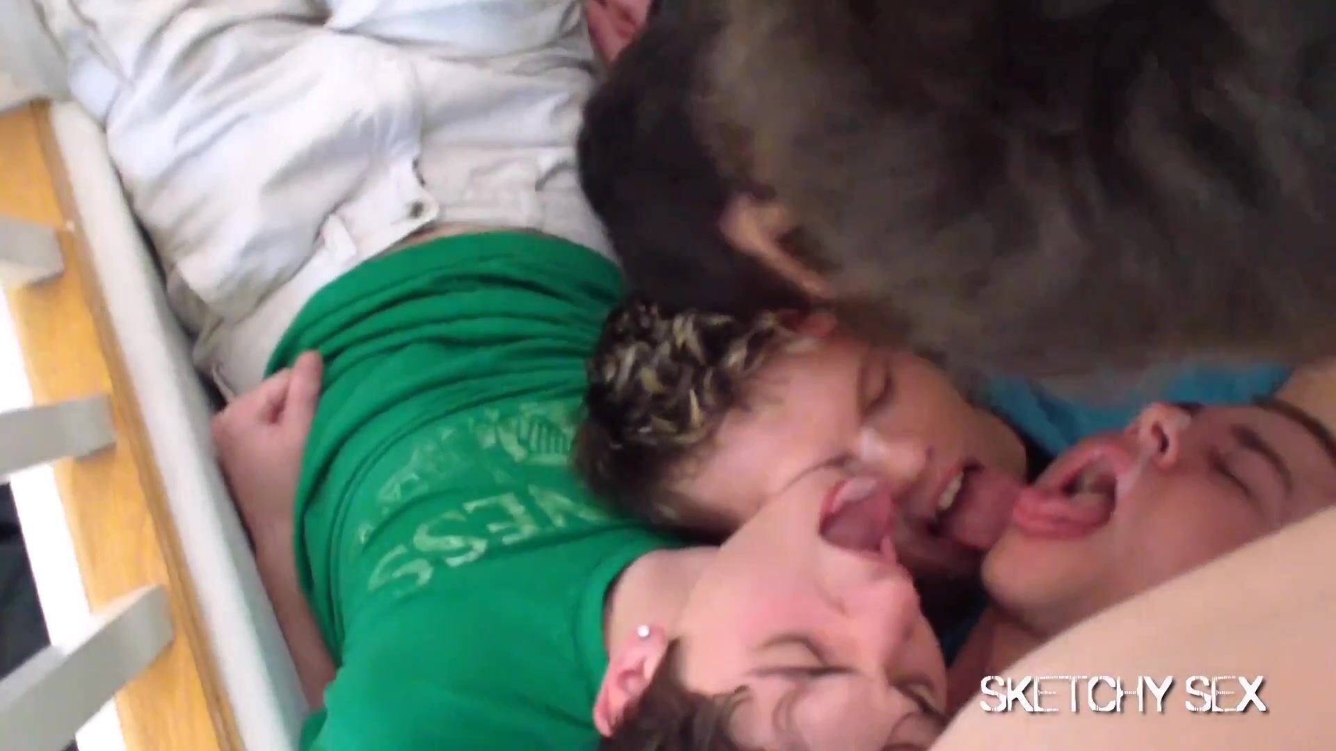 Hot frat boys gang fuck wild party
