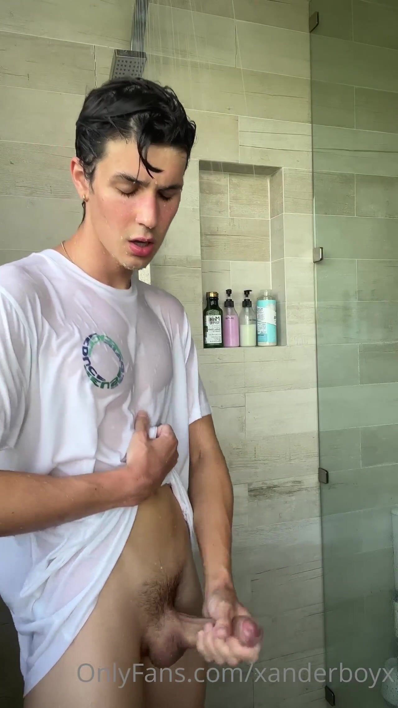 Xanderboy wet t shirt nice cock as