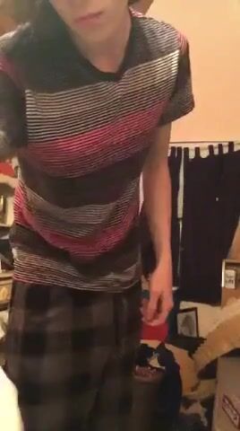 Teen twink strokes his cock