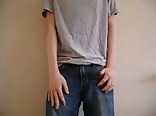 Teen boy wanks and shows off ass