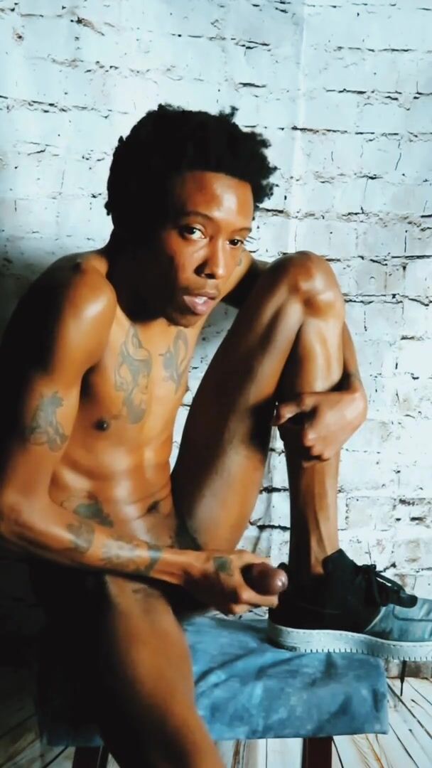 Young black cock nutting