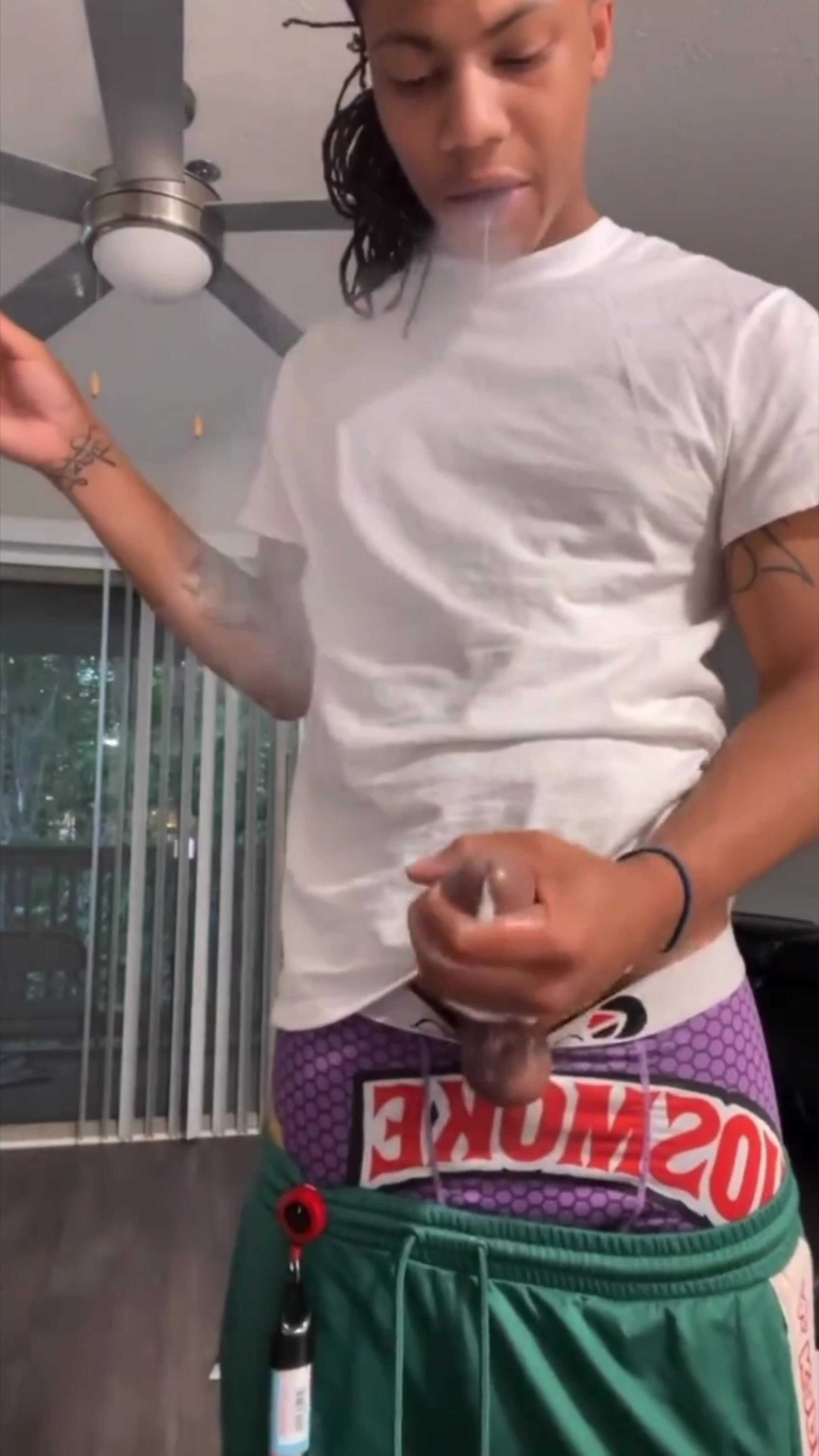 Young twink flashing his monster cock