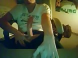 Smooth young boy strokes his hard cock