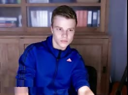 Dutch boy strokes his young cock