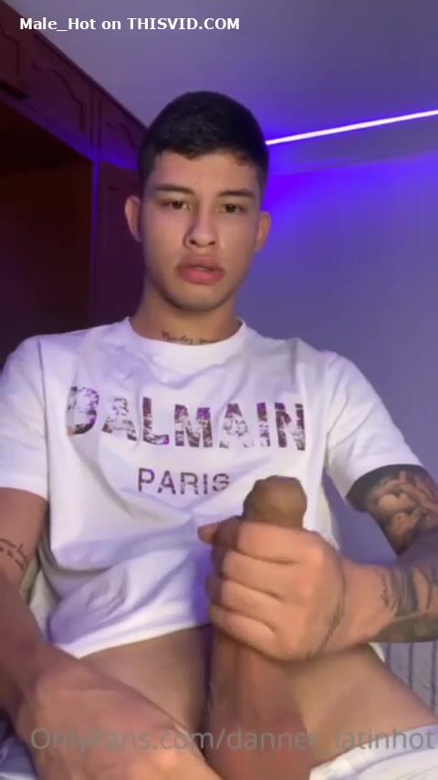Hot young guy strokes and cums