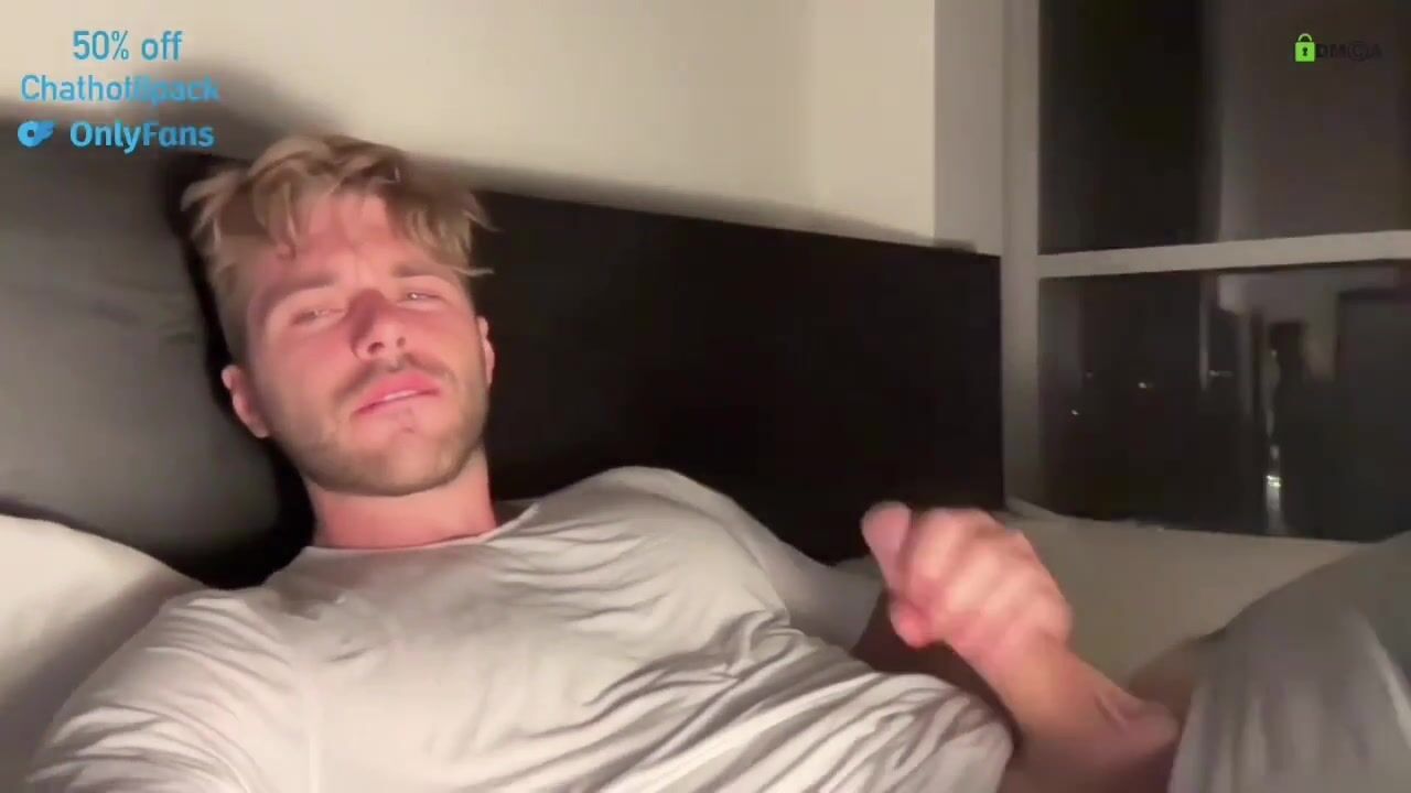 Handsome young blonde twink with his massive cock