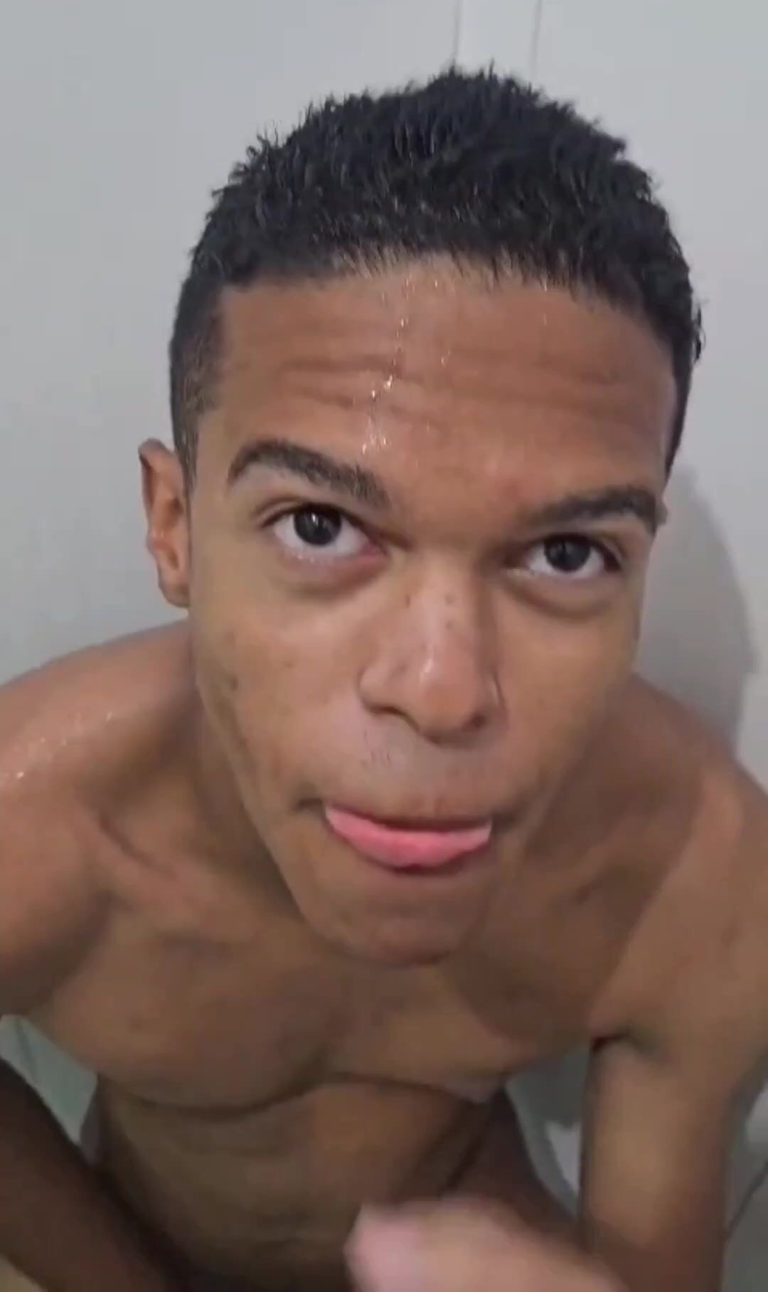 Young latino teen face cum