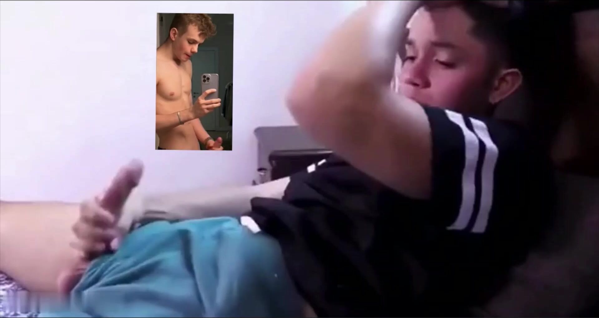 Young soccer twinks bareback in shorts, flaunt hard cocks