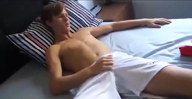 Young teen football player jerking off
