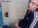 Young teen jerks his big cock