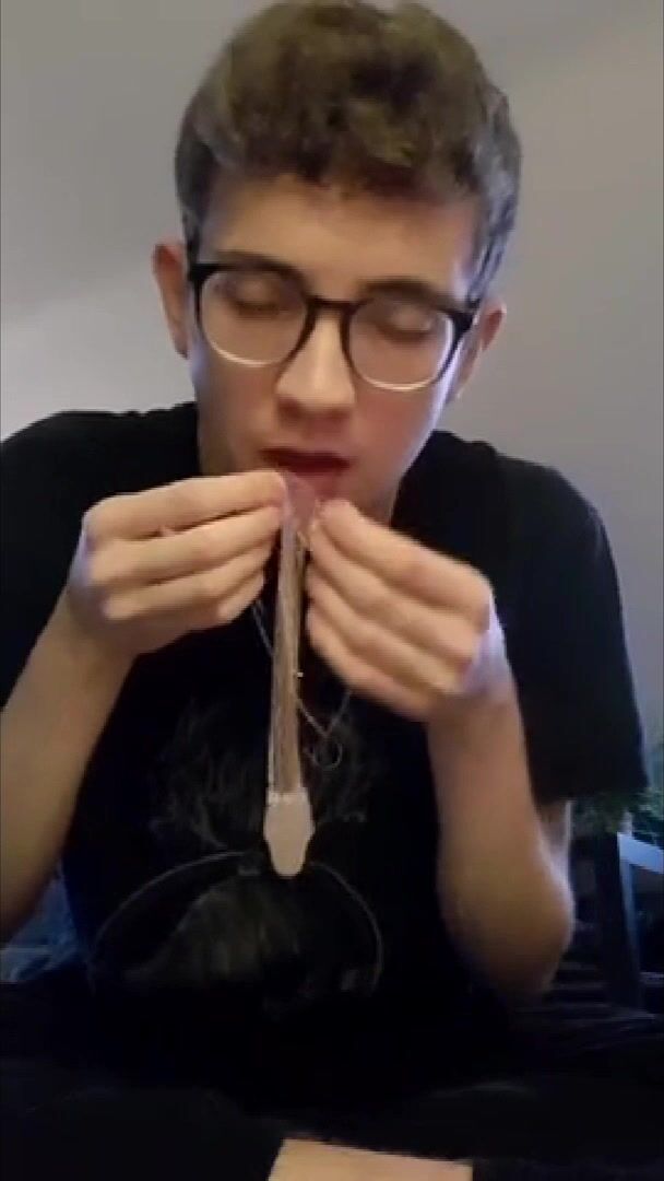 Twink glasses tastes brother's used condom sperm