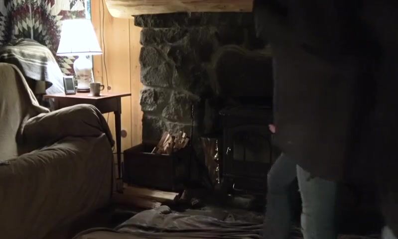 Twink rides muscle daddy bareback by the fire